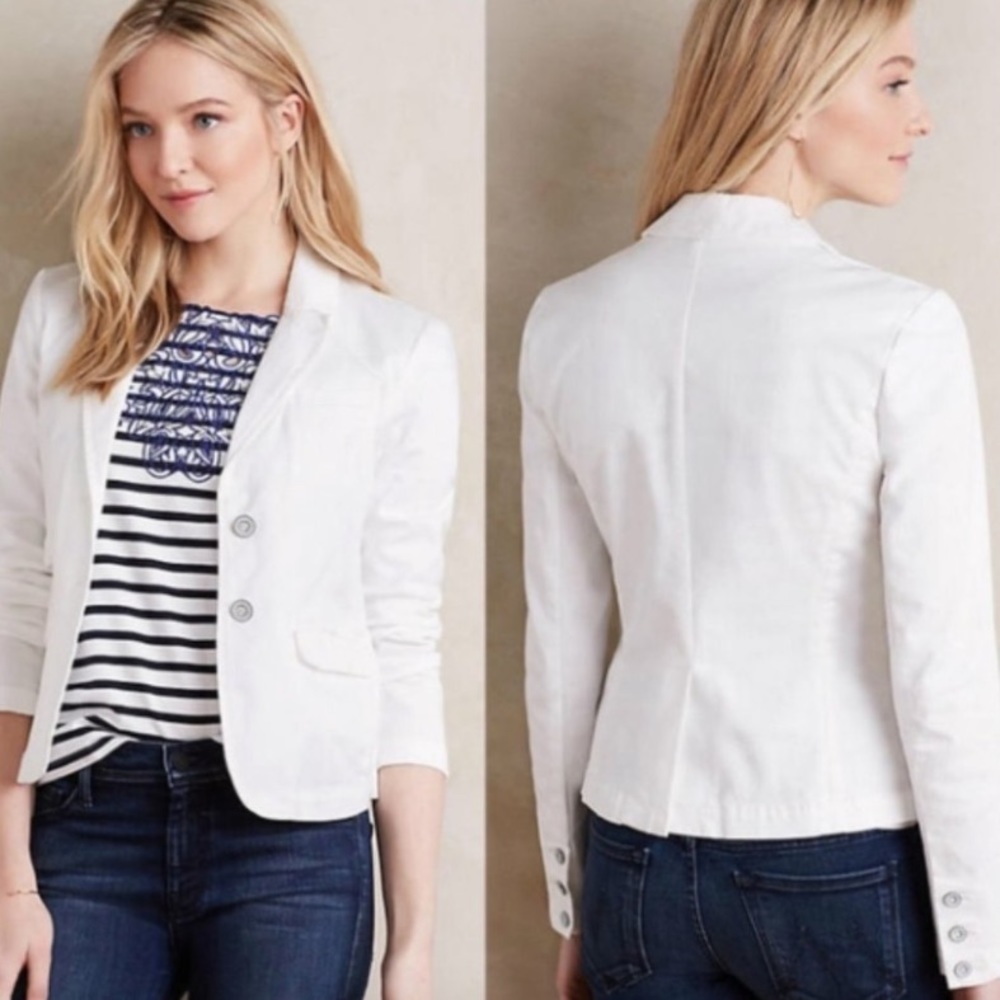 Anthropologie Hei Hei Heritage White Chino Blazer